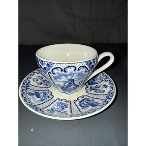 Vintage Royal Sphinx Maastricht Holland Cup & Saucer Windmill Tulips Sailboat